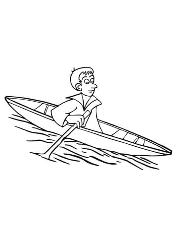 Canoe Floating Coloring Page